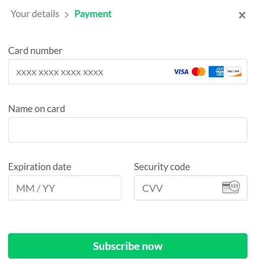 Provide card information Provide card information