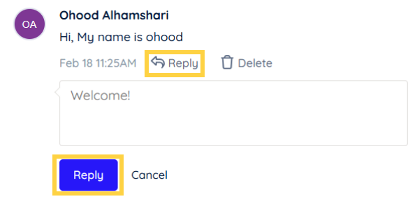 Click the Reply icon Click the Reply icon