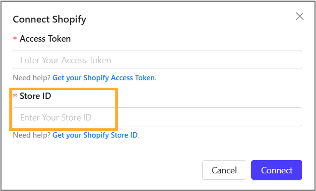 Enter your Shopify Store ID