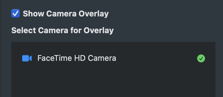 Select area/display/camera/mic