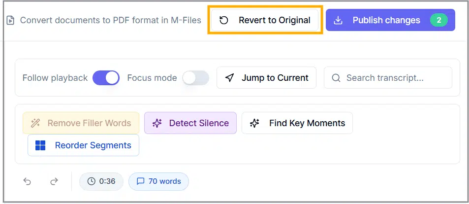 Click Revert to Original