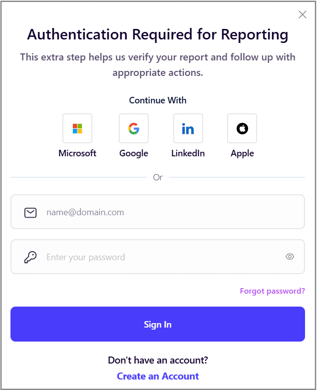 Authentication Required for Reporting screen Authentication Required for Reporting screen