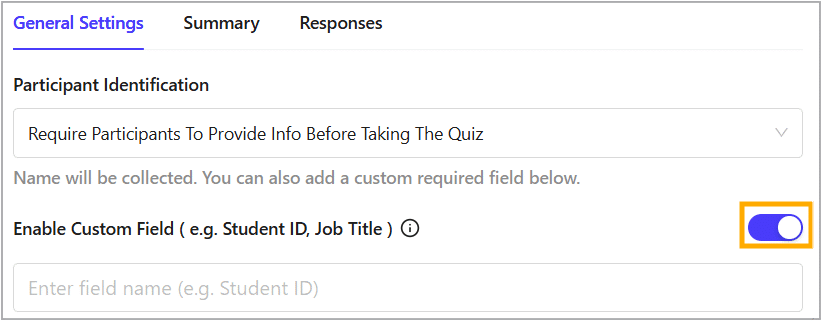 Enable the custom field option Enable the custom field option