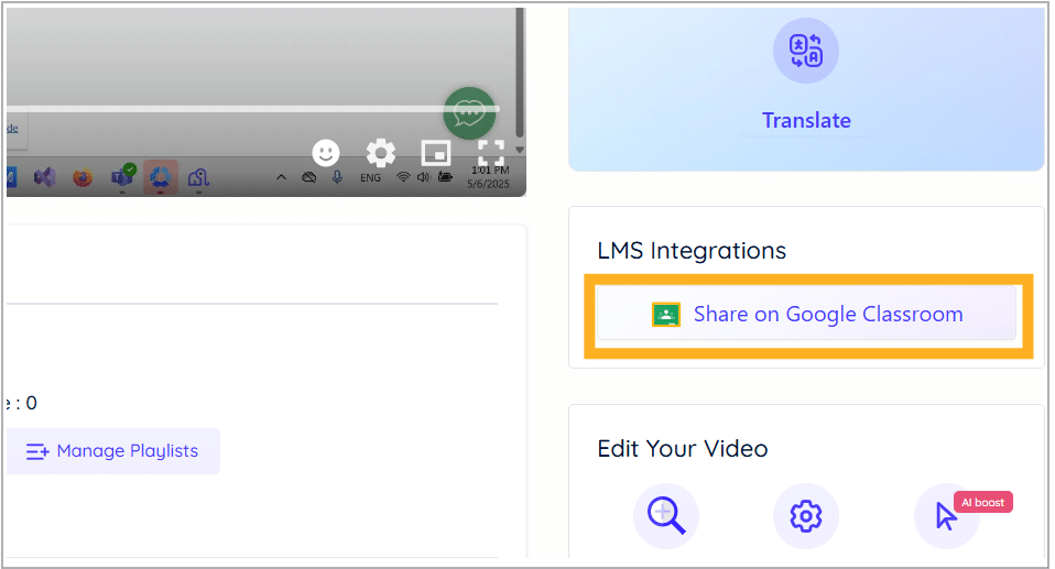 Share on Google Classroom button