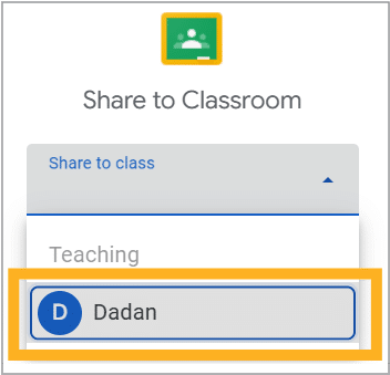 "Share to Classroom" dialog