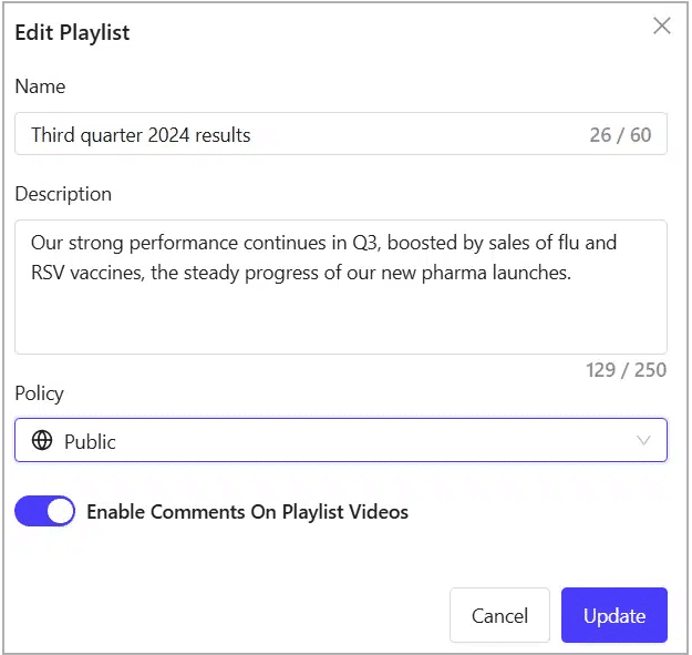 Click Update to save your changes