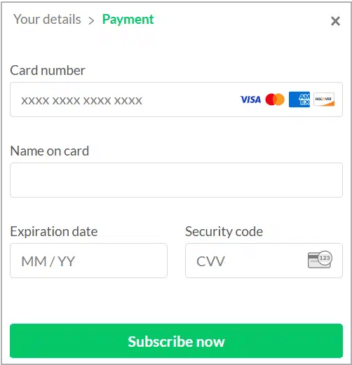 Provide card information