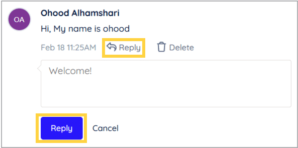 Click the Reply icon