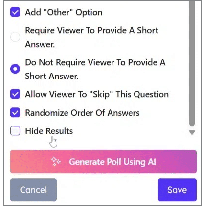 Poll options Poll options