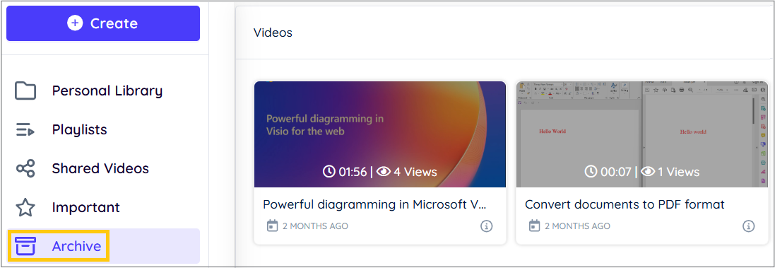 Accessing the Archive Menu