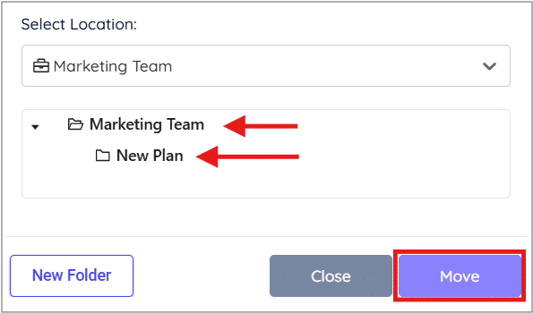 Select the desired Folder