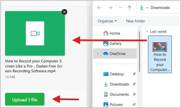 Upload Video - Drag and Drop Video