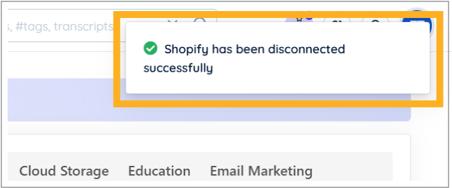 Shopify has been disconnected successfully