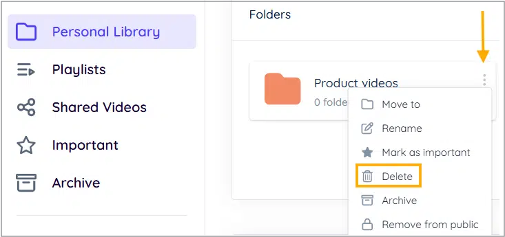 Delete Folder Option