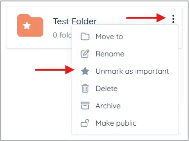 Unmark as Important option