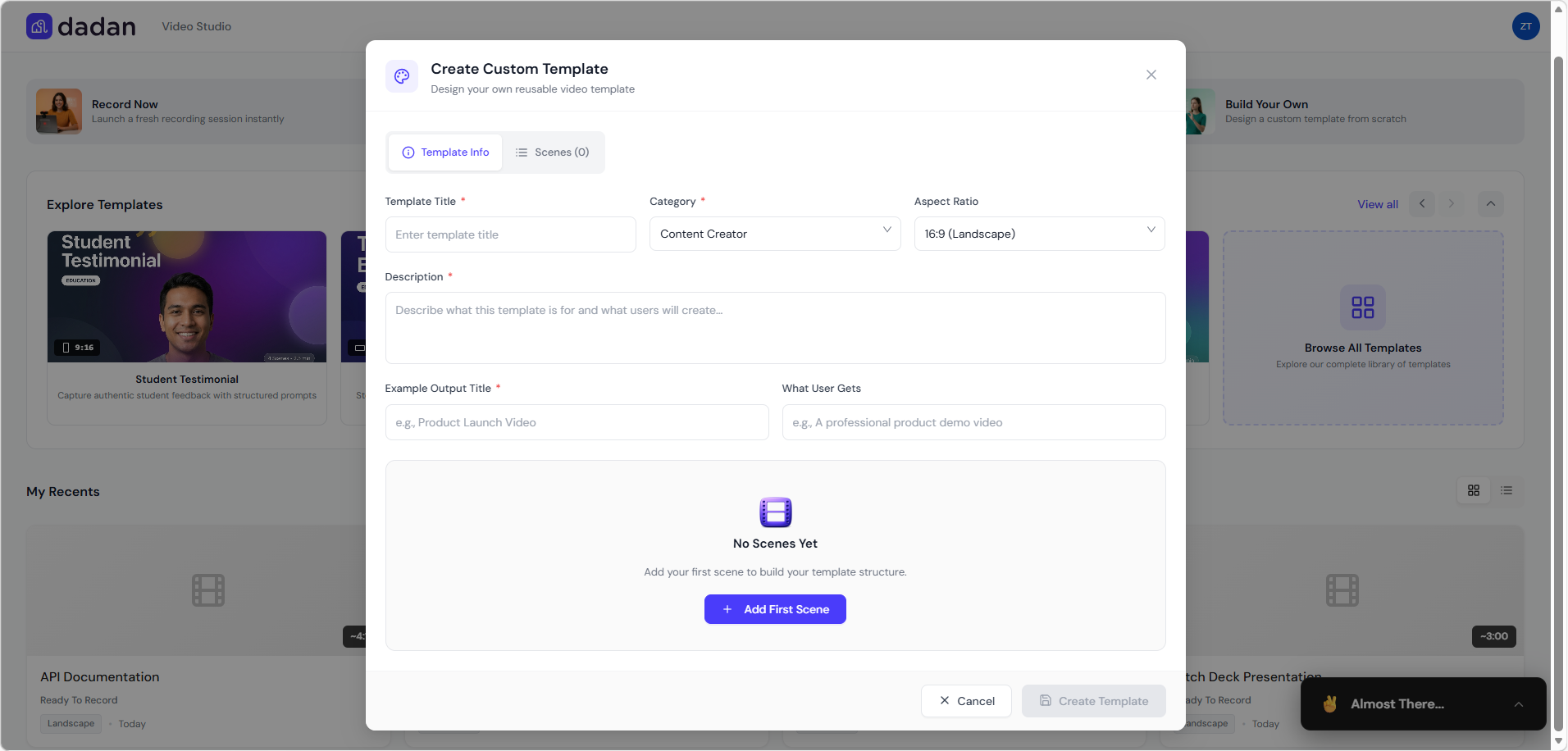 Create Custom Template Create Custom Template