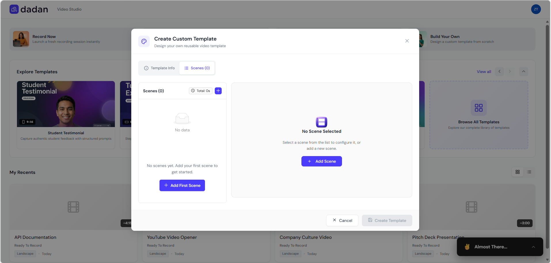 Scenes section Scenes section