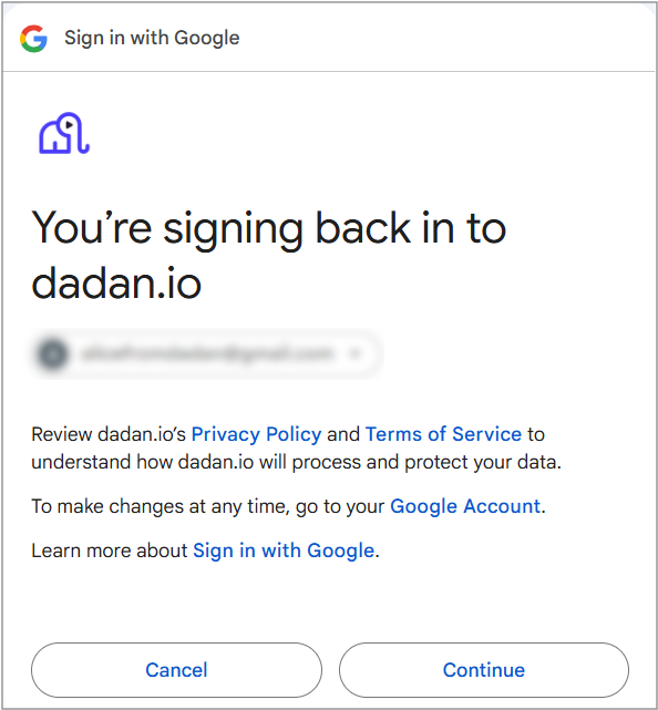 Select your Google account