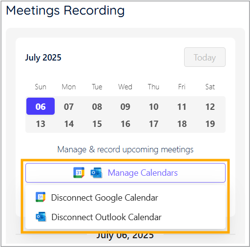 Manage Calendars