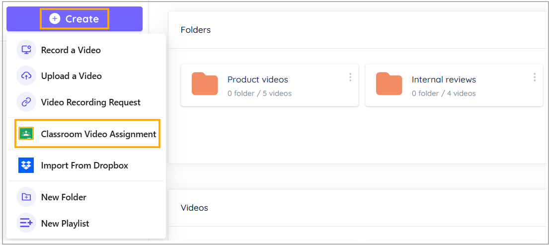 Select Classroom Video Assignment