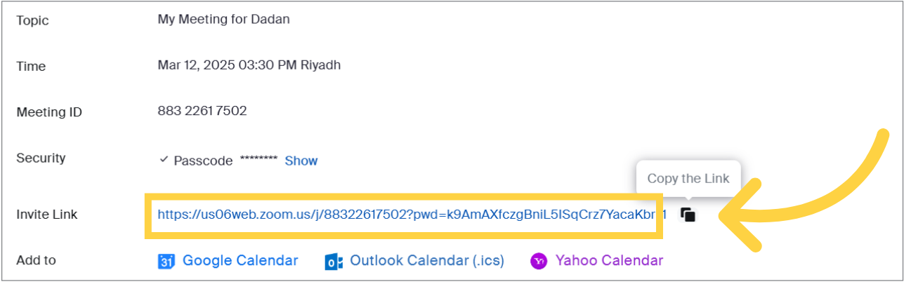 Copy the Meeting Link