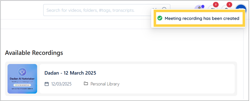Confirmation message