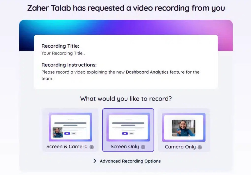 Recording request page