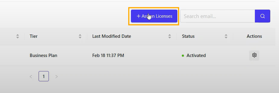 Click the blue button + Assign Licenses