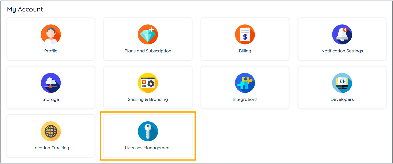 Licenses Management section