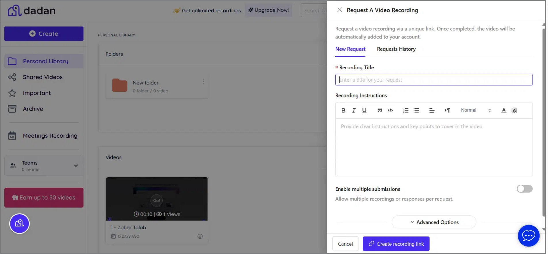 Request A Video Recording