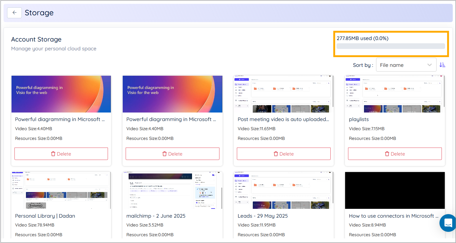 Storage progress bar