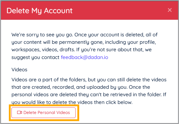 Delete Personal Videos