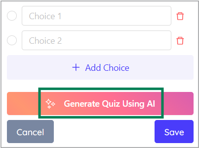 Click Generate Quiz Using AI Click Generate Quiz Using AI