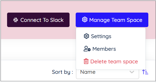 Click the Manage team space button