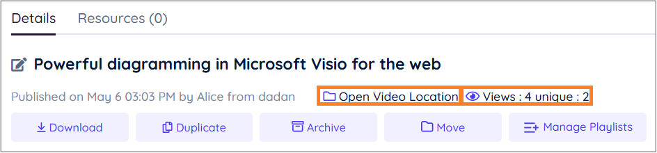 Open Video Location and Views