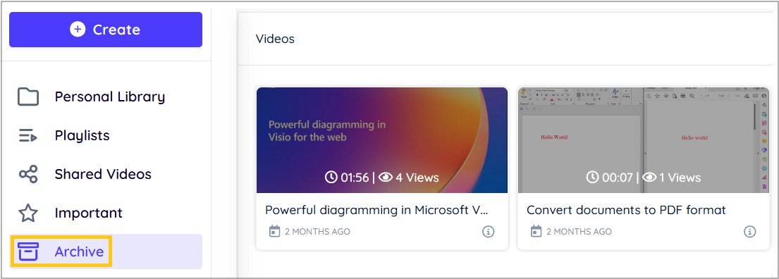 Accessing the Archive Menu