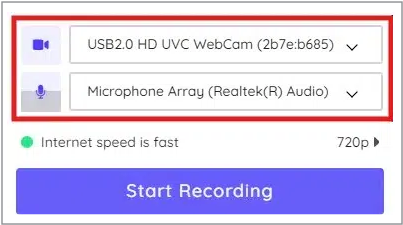 Select Camera & Microphone Select Camera & Microphone
