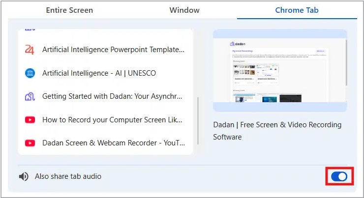 Share tab audio Share tab audio