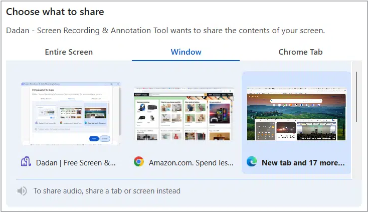 Sharing the system and tab audio Sharing the system and tab audio