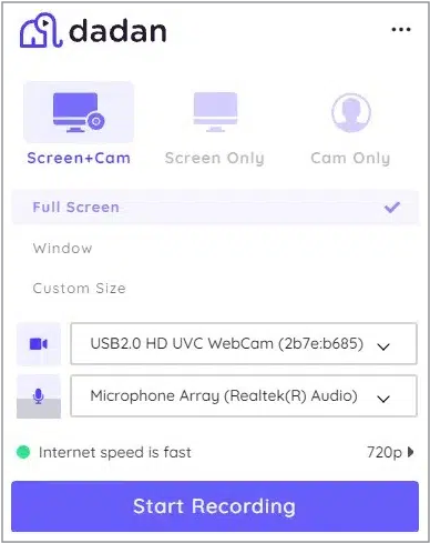 Dadan desktop interface