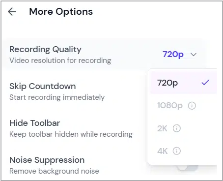 Choose Recording Quality