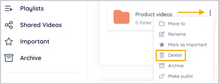 Delete Folder Option