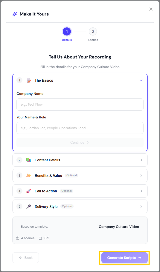 Step 1 – Details Step 1 – Details