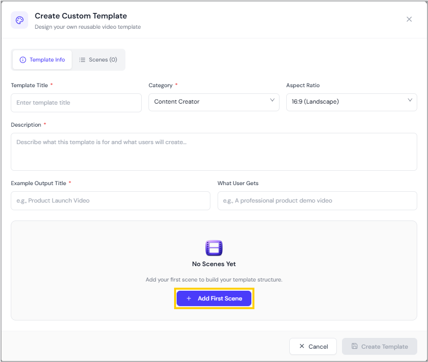 Create Custom Template Create Custom Template