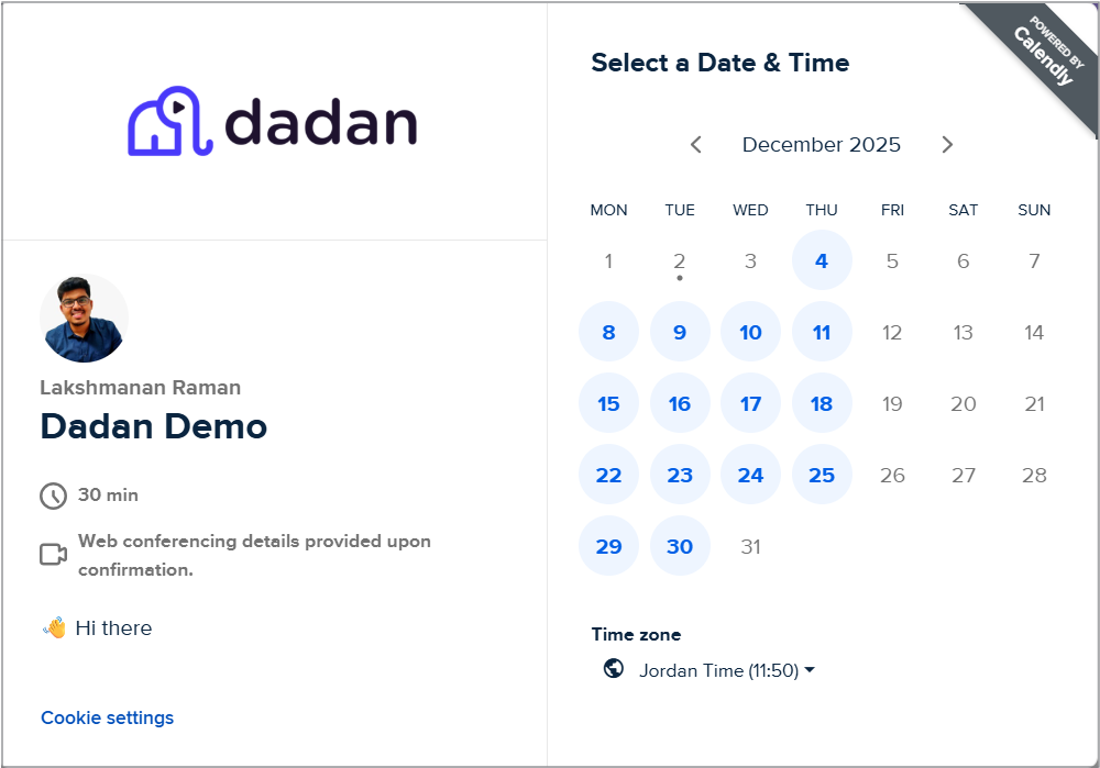 Calendly booking page