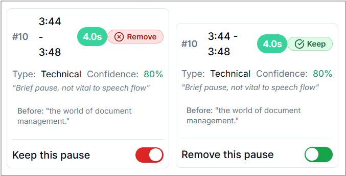 Select the silent segments you want to remove