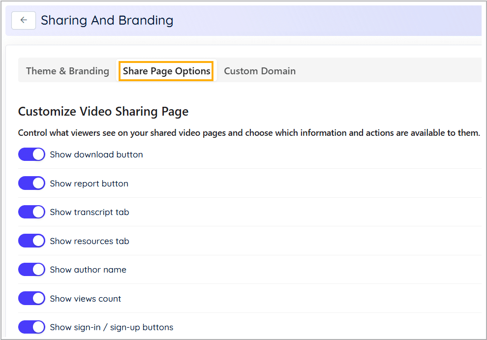 Share Page Options