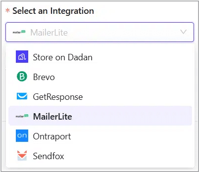 Select an Integration Select an Integration