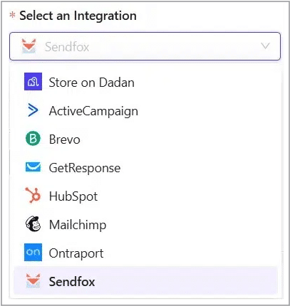 Select an Integration