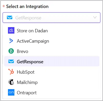 Select an Integration